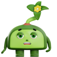 3d cute plant character tired png