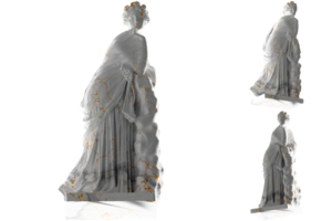 blanco mármol estatua de polimnia con oro acentos Perfecto para sitio web y social medios de comunicación promoción png