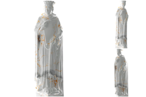 Elegant Queen of Sheba 3D render with white marble and gold material, perfect for luxury apparel and album covers png