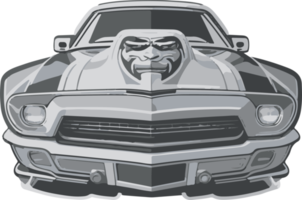 músculo coche logo mascota con cromo estilo en plano diseño png