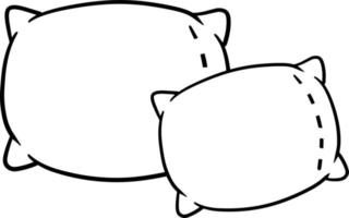 conjunto de almohadas suave cojines dibujos animados negro y blanco plano ilustración. elemento de el dormitorio y cama para dormir vector