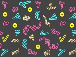 90s seamless pattern squiggle kid.  doodle pattern. Trendy minimalist style art background. basic shapes. Simple childish scribble vector