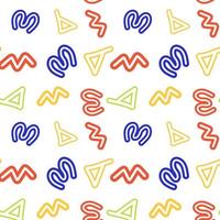 squiggle kid.90s seamless pattern.  doodle pattern. Trendy minimalist style art background. basic shapes. Simple childish scribble vector