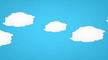 Blue sky full of clouds moving left to right. Cartoon sky animated background. Flat animation. video