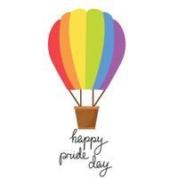 Rainbow air balloon. Happy pride day. Square banner vector illustration.