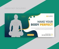 Fitness gym training perfect body web banner design vector