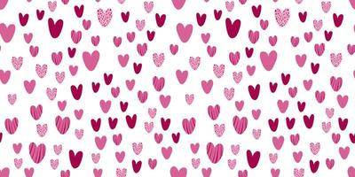 Background with different colored confetti hearts for Valentine's day. Seamless pattern vector