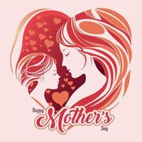 Mother and child vector illustration. Vector greeting card for Happy Mother's Day