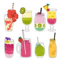 Set of various smoothies isolated on a white background. Vector graphics.