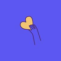 Minimalistic doodle vector hand drawn illustration. Hand with heart