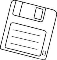 Vector design of a linear floppy disk icon. A vector icon is highlighted on the memory card, which can be easily changed or edited