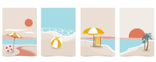 Beach background with sun,sea and sky in the daytime with pastel color vector