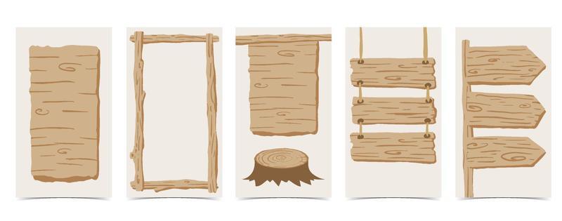 Wood frame collection of safari background set.Editable vector illustration for birthday invitation,postcard and sticker