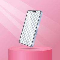 3D Mobile Phone Mockup in Silver Color vector