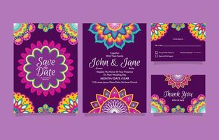 Indian Wedding Invitation With Mandala Frame Element Template vector
