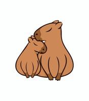 Adorable couple of capybaras. Vector illustration. Capybara image isolated on white background. Simple design element for decoration