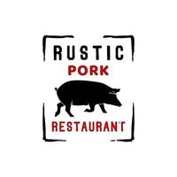 Pork Pig Cattle Farm Flyer Ranch Logo Design Inspiration vector