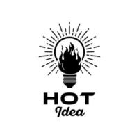 bulbo y fuego logo diseños, caliente idea logo modelo vector