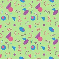 Seamless pattern squiggle scribble in 90s style. Fun colorful line doodle for kids. Minimalist abstract design with basic geometric shapes. Great for textile, fabric, wallpaper, wrapping, background vector