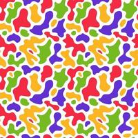 Spotted seamless pattern in rainbow colors, 90s style. Bright neon colorful abstract trendy design. Psychedelic fluid drops. Great for textiles, fabrics, wallpaper, wrapping, backdrop, paper, print vector