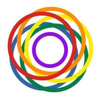Multicolored logo with the colors of the rainbow. Group of colored circles Pride symbol. Vector illustration