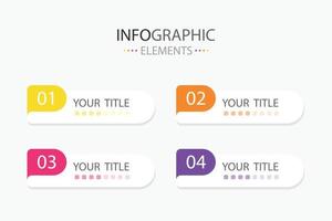 Flat infographic element long rounded frame template colorful with 4 colors isolated on white background. vector