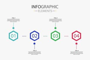 conjunto de moderno texto caja infografia elementos hexágono forma para utilizar en negocio. infografia elementos con 4 4 colores. vector