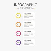 Four modern text box infographics elements flowchart design for use in business. Infographics elements with 4 colors. vector