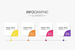 Set of modern text box infographics elements 3d square shape and line for use in business. Infographics elements with 4 colors. vector