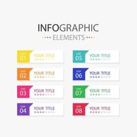 Set of modern text box infographics elements 3d horizontal for use in business. Infographics elements with 8 colors. vector