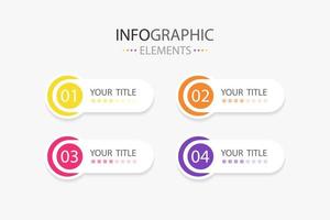 Four modern text box infographics elements button shape for use in business. Infographics elements with 4 colors vector