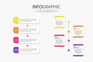 moderno texto caja infografia elementos para utilizar en negocio, presente equipo trabajo etc. infografia elementos con 2 versiones y 4 4 colores. vector