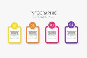 Four modern text box infographics elements for use in business, present team work etc. Infographics elements with 4 colors. vector