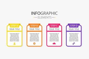 Business presentation infographic template rectangle shape with 4 vector illustration options. Infographics elements for work.