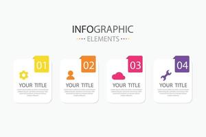 Business presentation within have setting icon, cloud icon, human icon and fixed icon infographic template rectangle shape with 4 vector illustration options. Infographics elements for work.