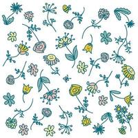 Doodle summer flowers pattern in retro style. Perfect print for tee, poster, card. vector