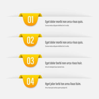 Infographics banners. A vivid illustration of the layout of the labels banner. Colored labels with a set of steps and parameters. A template for the design. All elements are isolated.EPS 10.