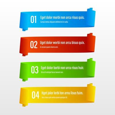Infographics banners. A vivid illustration of the layout of the labels banner. Colored labels with a set of steps and parameters. A template for the design. All elements are isolated.EPS 10.