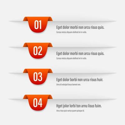 Infographics banners. A vivid illustration of the layout of the labels banner. Colored labels with a set of steps and parameters. A template for the design. All elements are isolated.EPS 10.