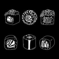 Sushi. Vector illustration.set of elements on a white background