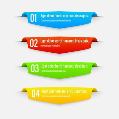 Infographics banners. A vivid illustration of the layout of the labels banner. Colored labels with a set of steps and parameters. A template for the design. All elements are isolated.EPS 10.