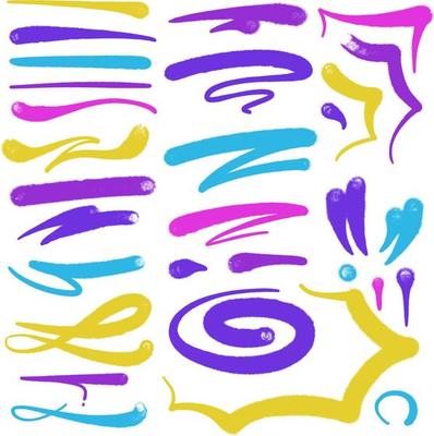 multicolored graffiti elements set spray paint line