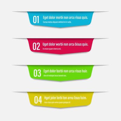 Infographics banners. A vivid illustration of the layout of the labels banner. Colored labels with a set of steps and parameters. A template for the design. All elements are isolated.EPS 10.