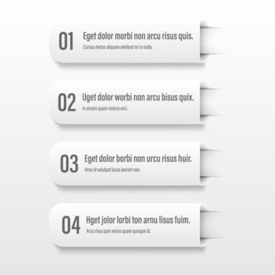 Infographics banners. A vivid illustration of the layout of the labels banner. Colored labels with a set of steps and parameters. A template for the design. All elements are isolated.EPS 10.