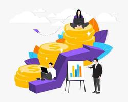 Business concept. vector illustrations, people links of one mechanism, business mechanism, abstract background with gears, people are engaged in business promotion, new ideas and strateg. EPS-10.