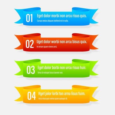 Infographics banners. A vivid illustration of the layout of the labels banner. Colored labels with a set of steps and parameters. A template for the design. All elements are isolated.EPS 10.
