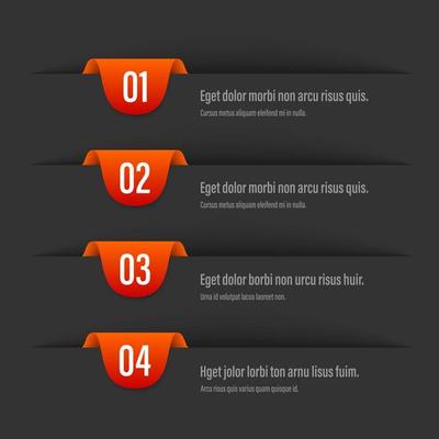 Infographics banners. A vivid illustration of the layout of the labels banner. Colored labels with a set of steps and parameters. A template for the design. All elements are isolated.EPS 10.
