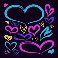 heart icon. graffiti style spray design element set vector