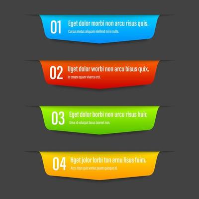 Infographics banners. A vivid illustration of the layout of the labels banner. Colored labels with a set of steps and parameters. A template for the design. All elements are isolated.EPS 10.