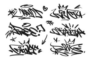 multicolored graffiti with letters, bright colored lettering tags in the style of graffiti street art. Vector illustration